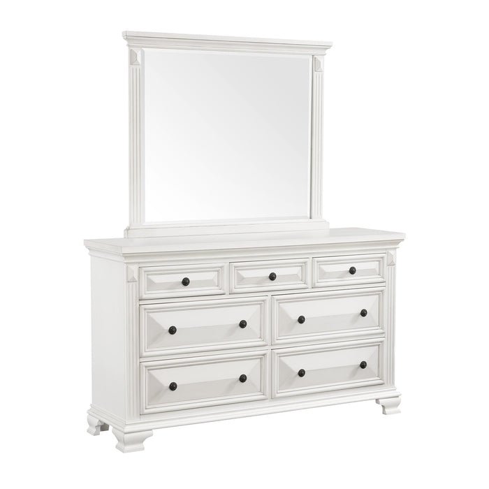 Calloway 7-Drawer Dresser w/ Mirror Set in Antique White - Jack’s Furniture and More (Laredo, TX)