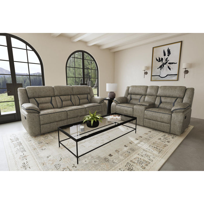 Engage Motion Loveseat with Console in Corral Grey - Jack’s Furniture and More (Laredo, TX)