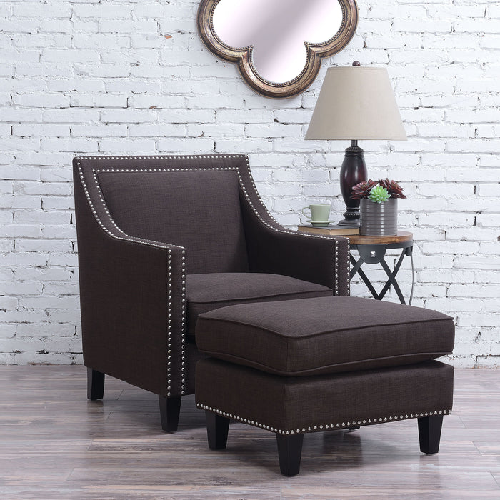 Erica 497 Ottoman W/Chrome Nail Heirloom Charcoal (ISTA 3) - Jack’s Furniture and More (Laredo, TX)