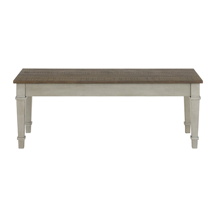 Farmington Storage Dining Bench in Medium Brown and Washed Stone - Jack’s Furniture and More (Laredo, TX)