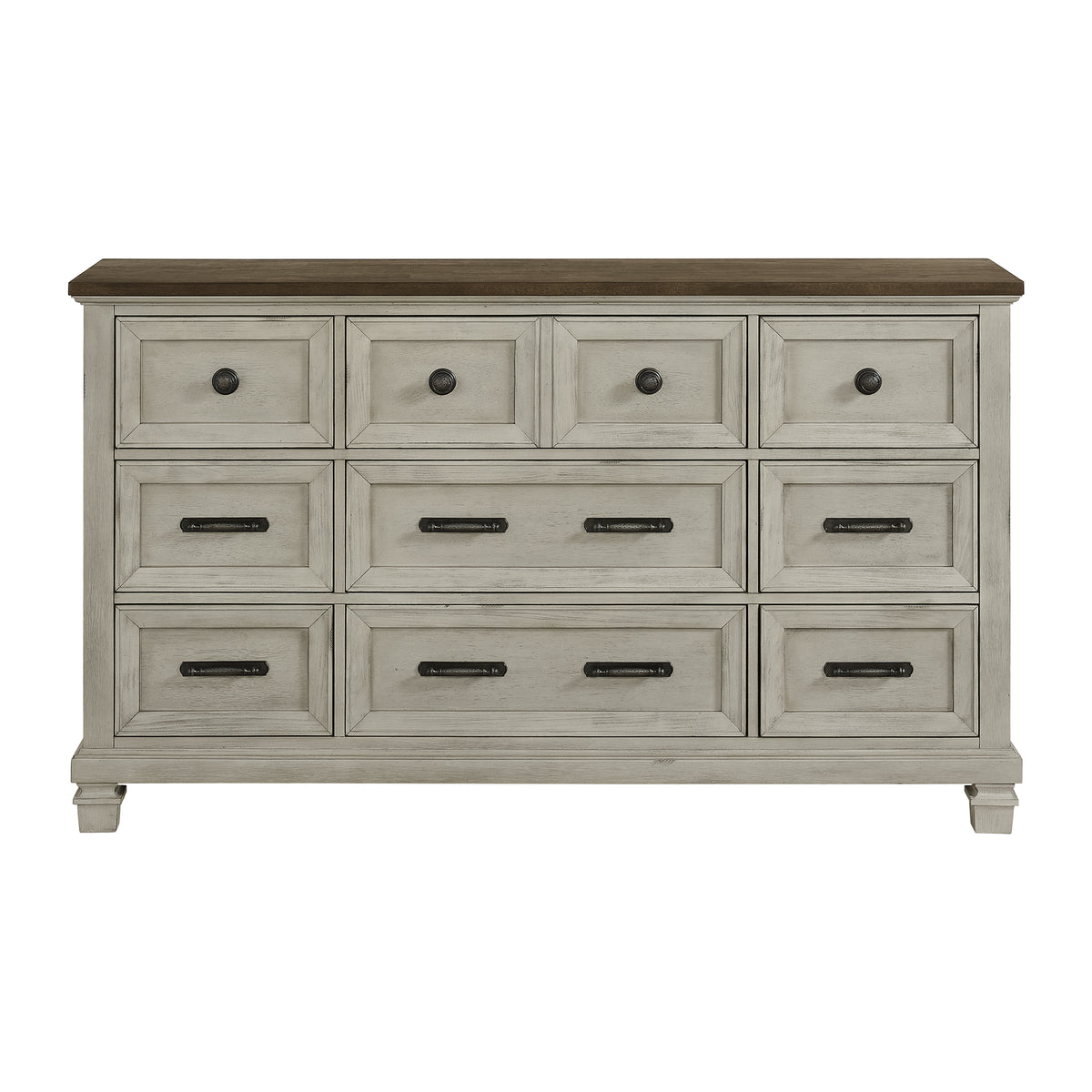Farmington 9-Drawer Dresser in Medium Brown and Washed Stone
