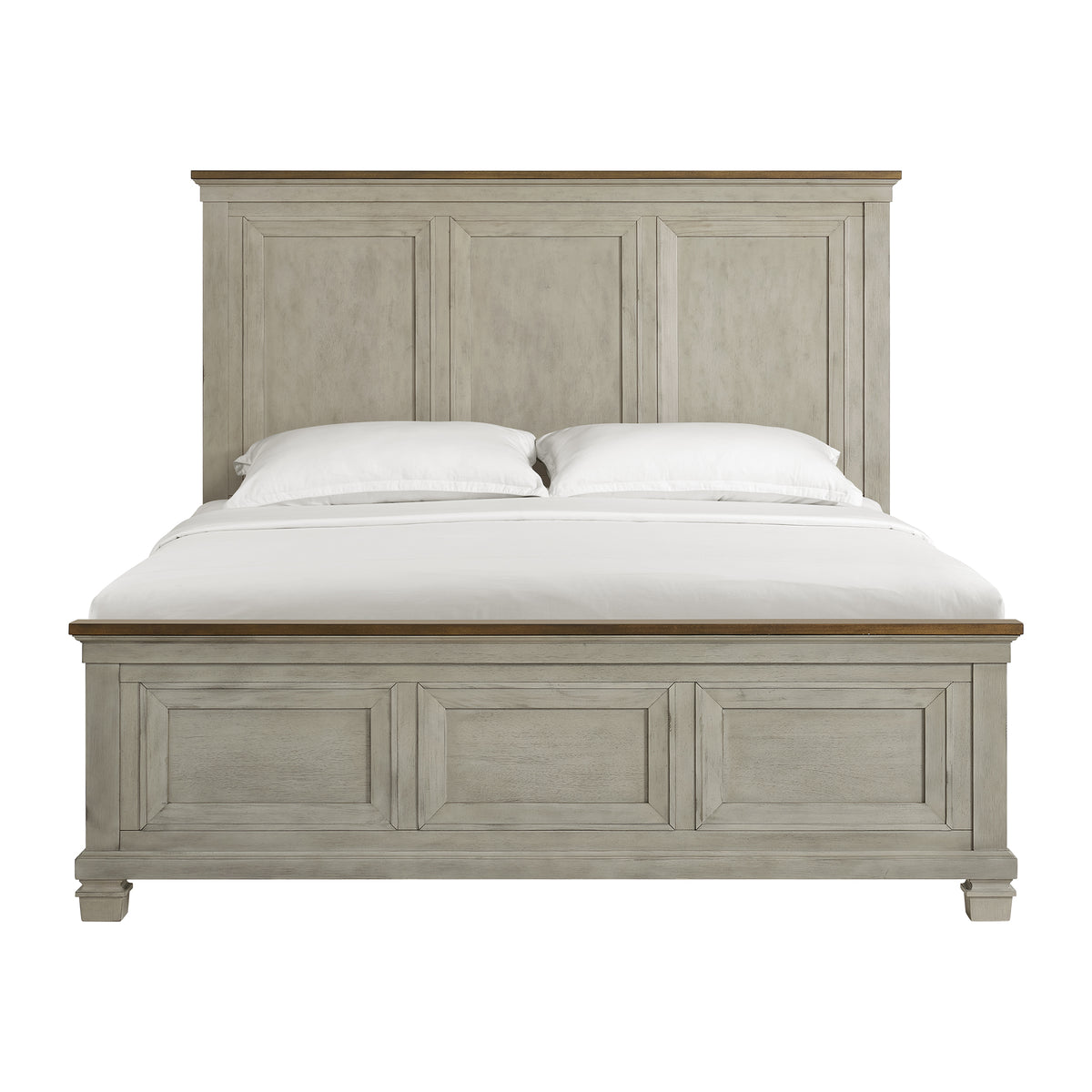 Farmington Panel Bed in Medium Brown and Washed Stone