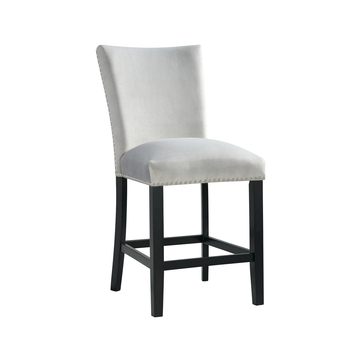 Francesca White Marble Square 5PC Counter Height Dining Set-Table & Four Grey Velvet Chairs
