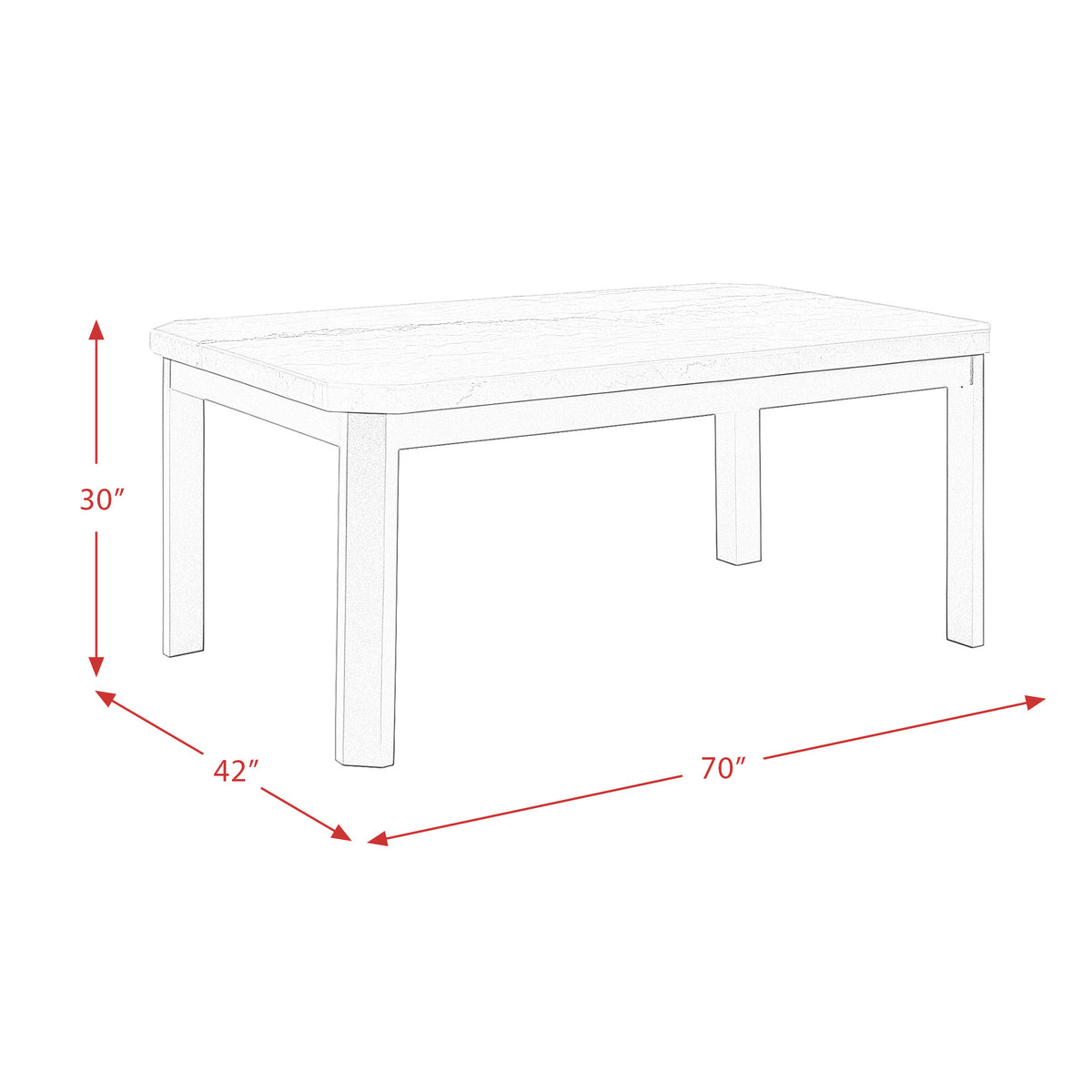 Francesca White Marble Rectangular 5PC Dining Set-Table & Four Black PU Chairs