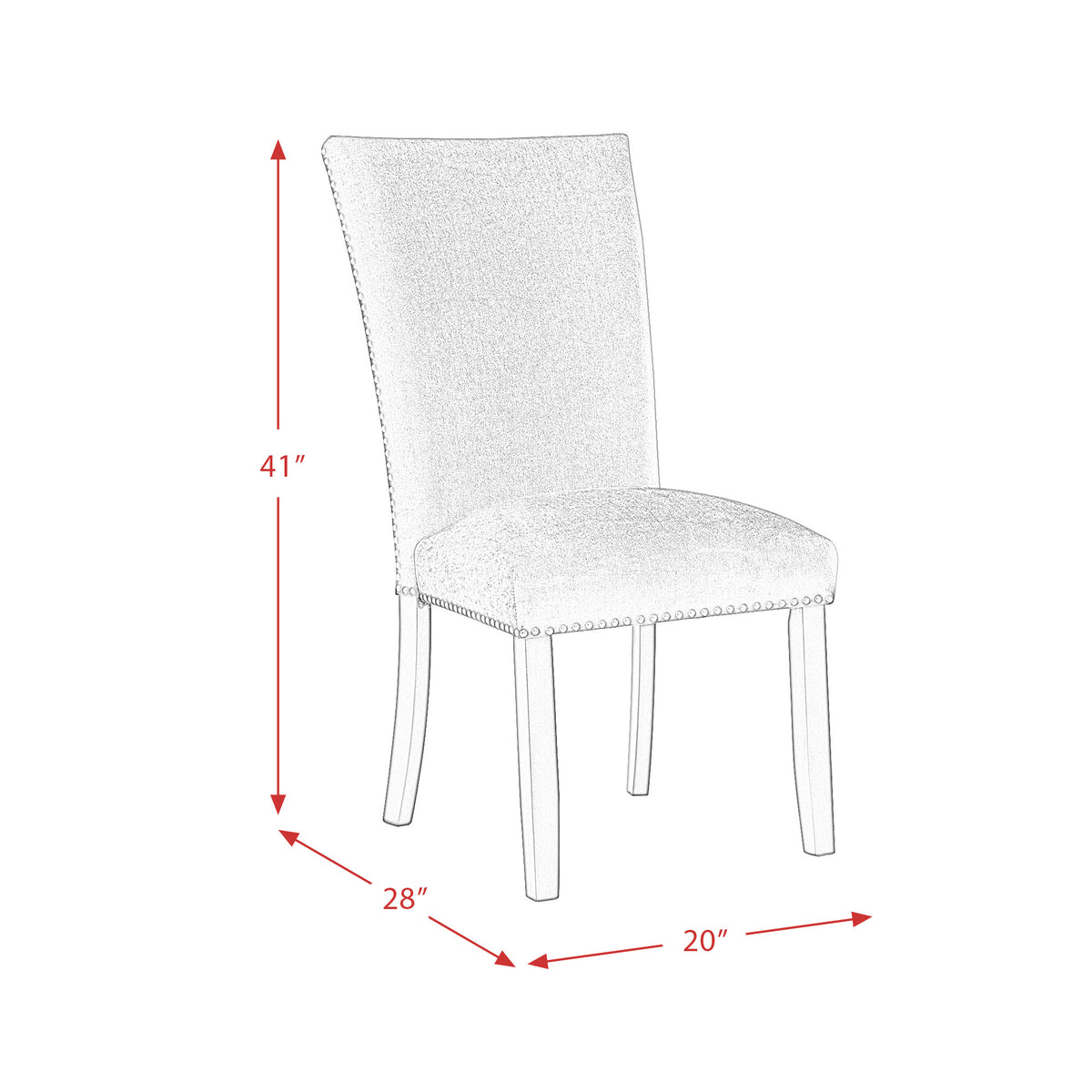 Francesca Rectangular Dining Blue Velvet Side Chair (2 Per Pack)