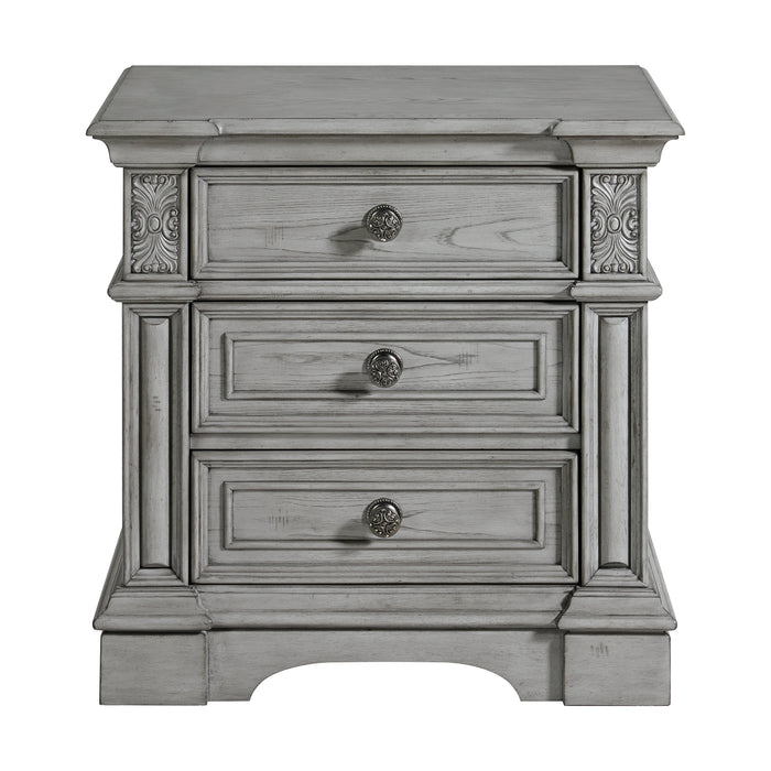 Glenmore 3-Drawer Nightstand with USB in Aged Grey - Jack’s Furniture and More (Laredo, TX)