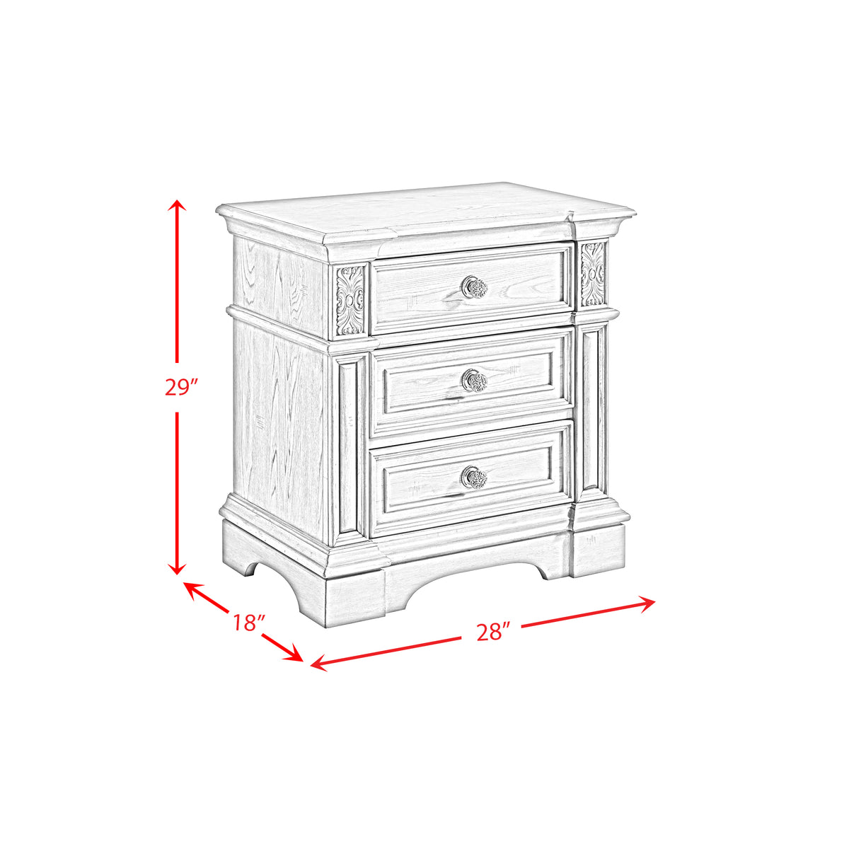 Glenmore 3-Drawer Nightstand with USB in Aged Grey - Jack’s Furniture and More (Laredo, TX)