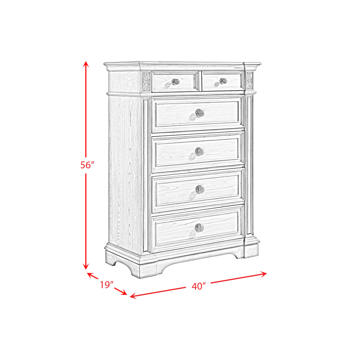 Glenmore 5-Drawer Chest in Aged Grey - Jack’s Furniture and More (Laredo, TX)
