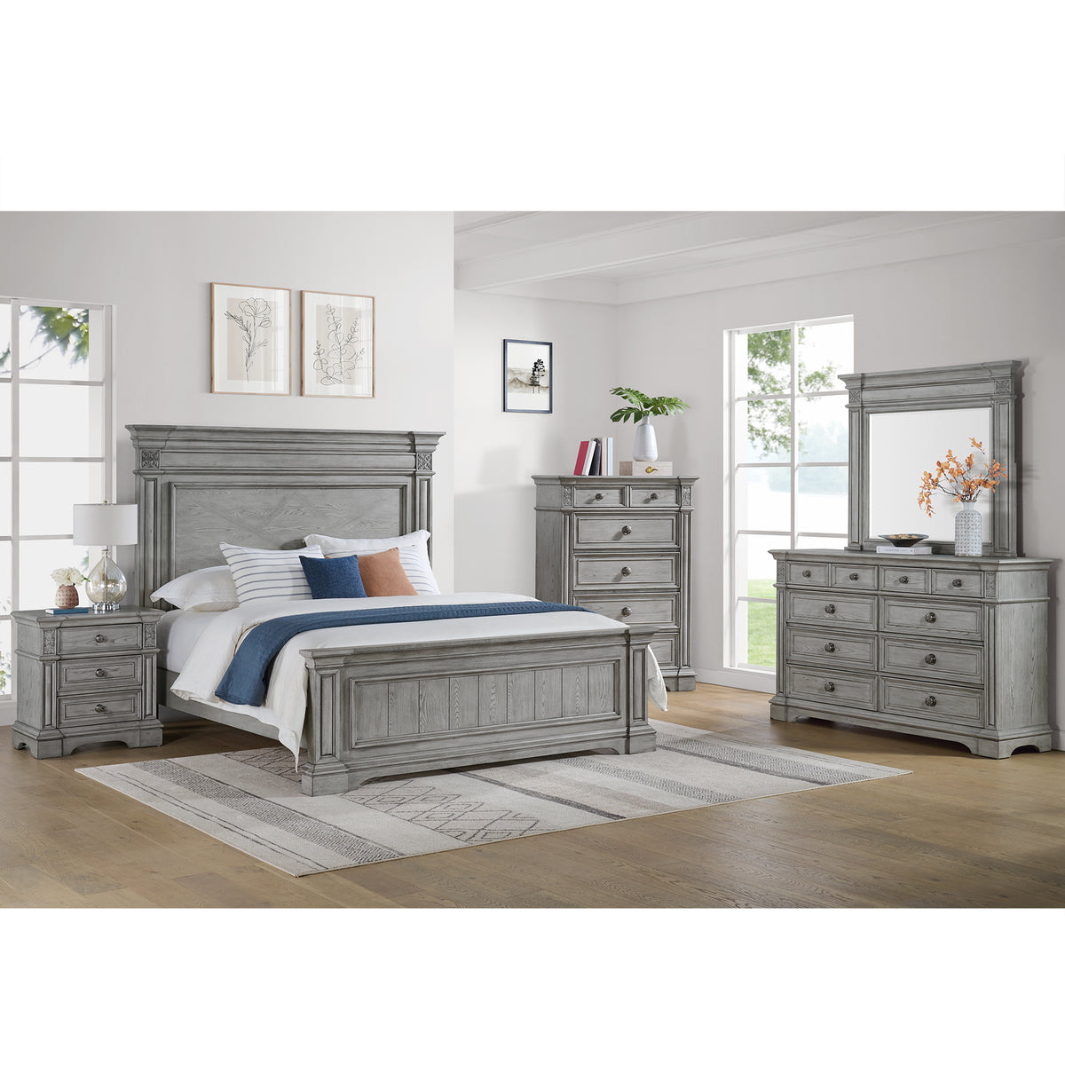 Glenmore 3-Drawer Nightstand with USB in Aged Grey - Jack’s Furniture and More (Laredo, TX)