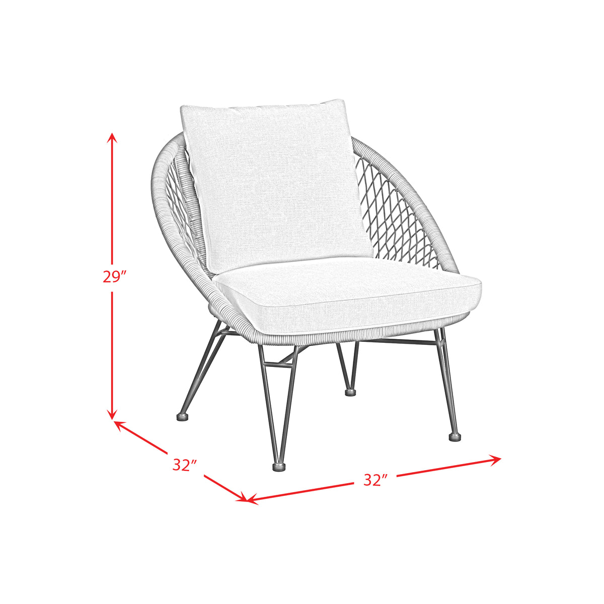 Grace Outdoor Seating 4PC Set - Black, Natural and Olefin Beige