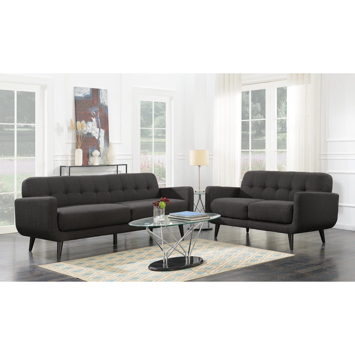 Hadley Sofa & Loveseat Set in Charcoal - Jack’s Furniture and More (Laredo, TX)