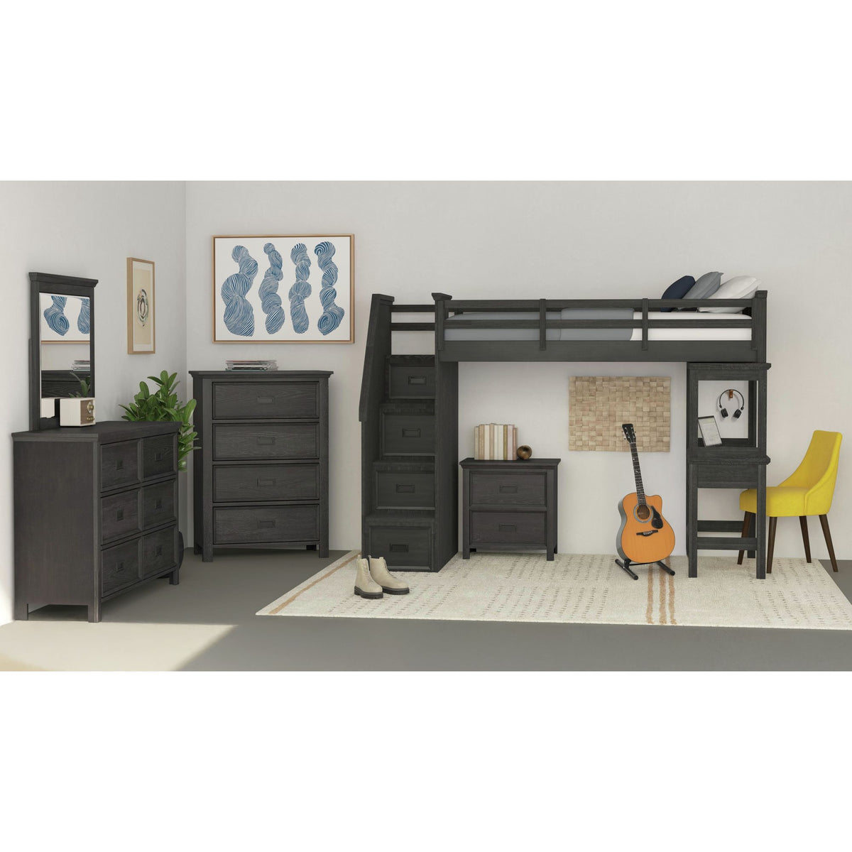 Hampton Kids Loft with Staircase and Desk with Speaker Bedroom Set - Jack’s Furniture and More (Laredo, TX)