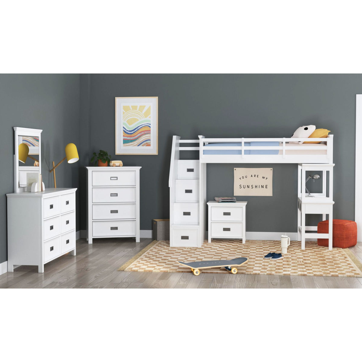 Hampton Kids Loft with Staircase and Desk with Speaker Bedroom Set - Jack’s Furniture and More (Laredo, TX)