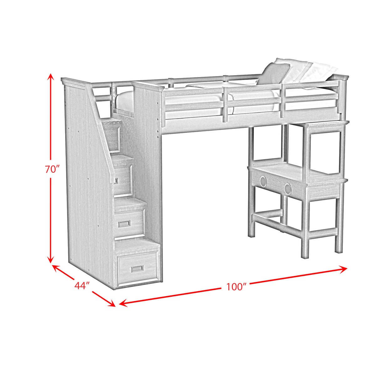 Hampton Kids Loft with Staircase and Desk with Speaker Bedroom Set - Jack’s Furniture and More (Laredo, TX)