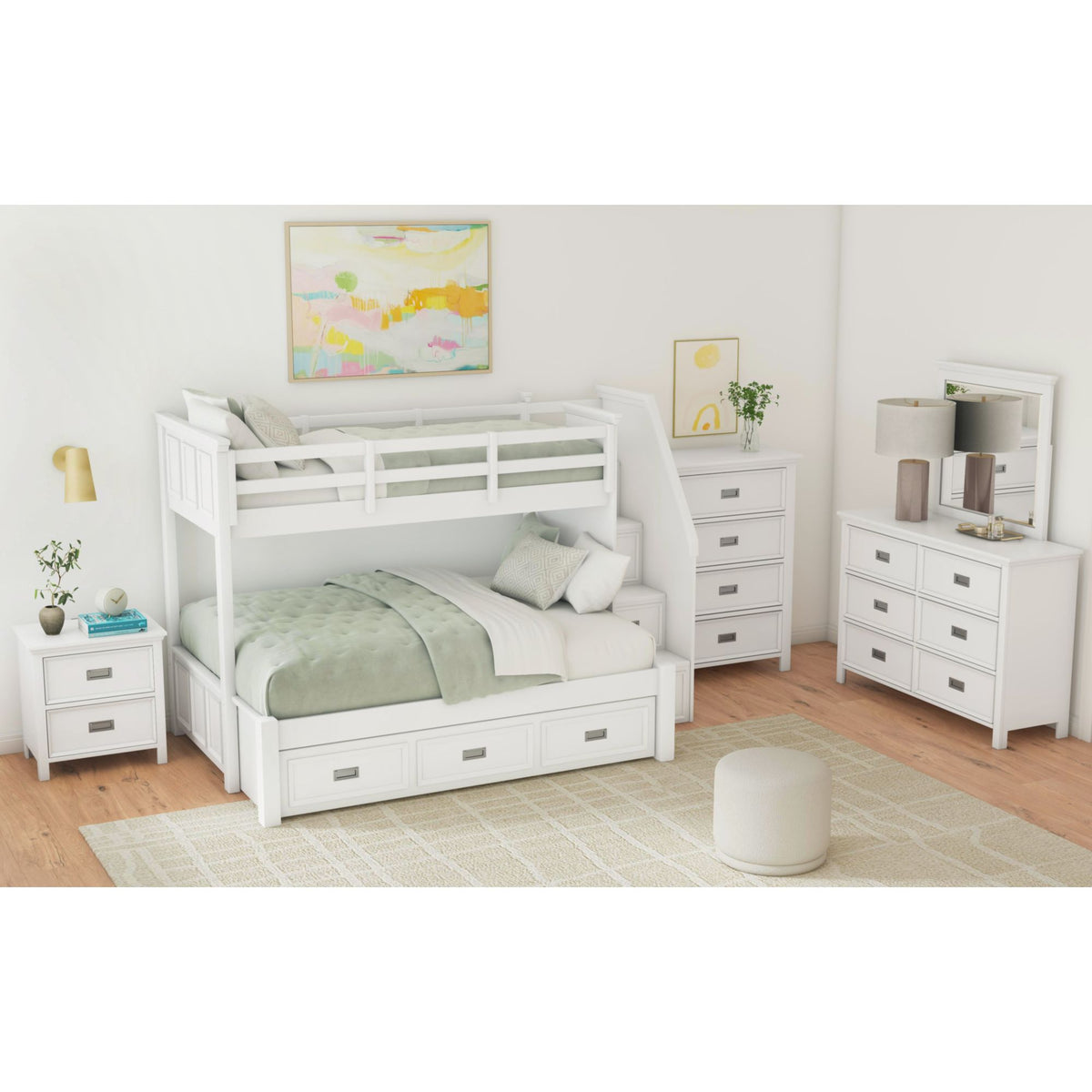 Hampton Kids Over Bunk with Staircase and Trundle Bedroom Set - Jack’s Furniture and More (Laredo, TX)