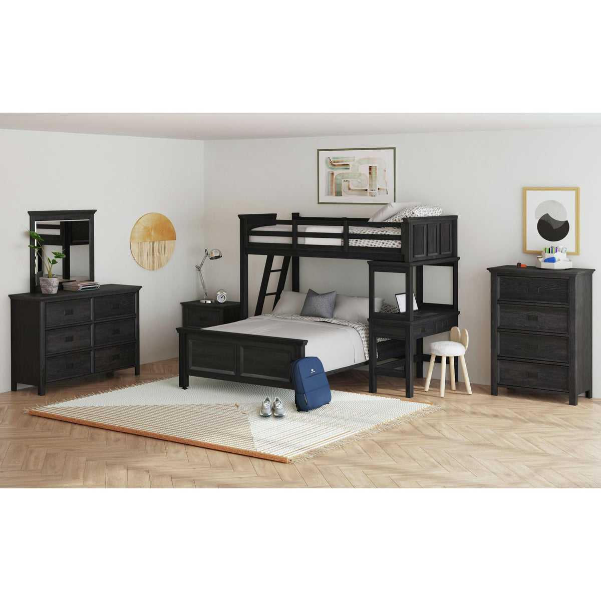 Hampton Kids Over Loft with Ladder and Desk with Speaker Bedroom Set - Jack’s Furniture and More (Laredo, TX)