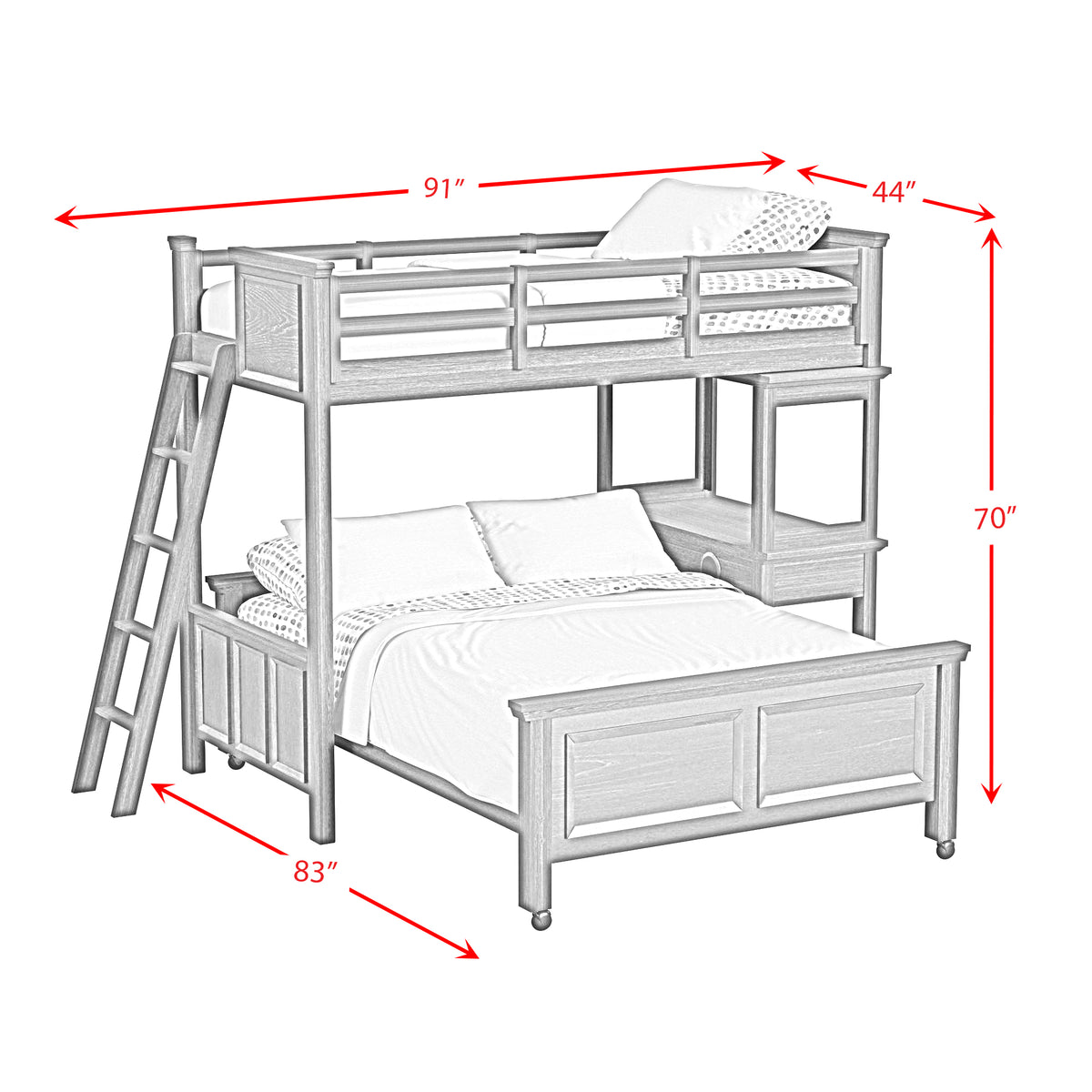 Hampton Kids Over Loft with Ladder and Desk with Speaker Bedroom Set - Jack’s Furniture and More (Laredo, TX)
