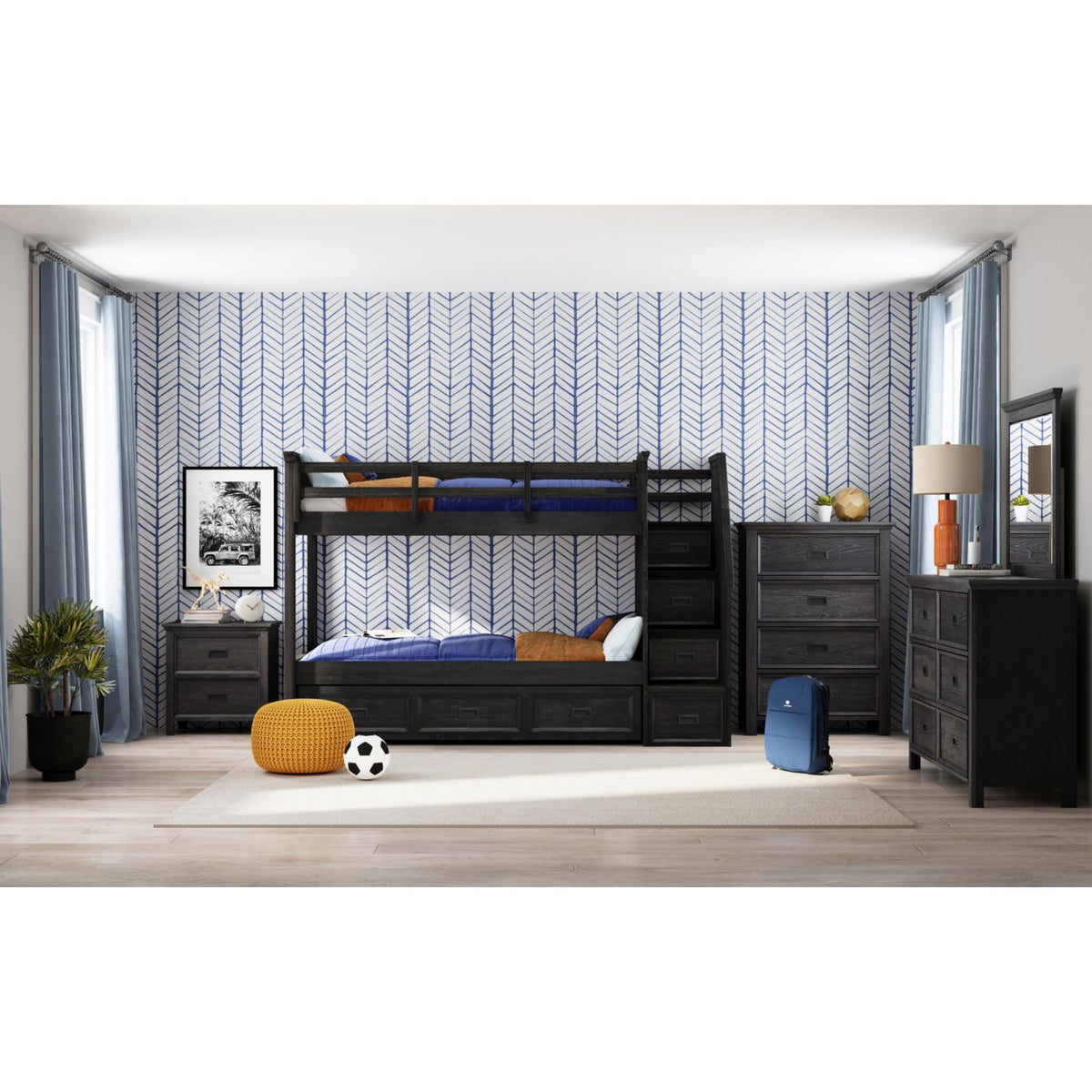 Hampton Kids Over Bunk with Staircase and Trundle Bedroom Set - Jack’s Furniture and More (Laredo, TX)