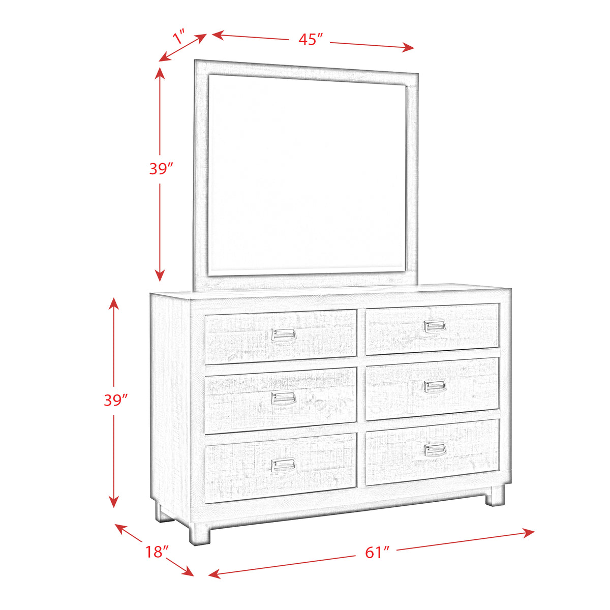 Harlington 6-Drawer Dresser w/ Mirror Set