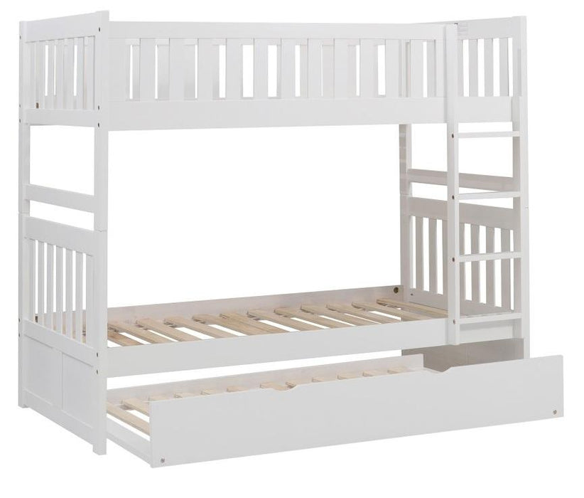 Galen Twin/Twin Bunk Bed w/ Twin Trundle in White B2053W-1*R