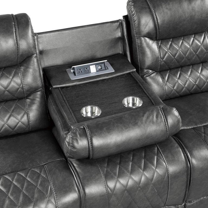 Putnam Double Reclining Sofa with Drop-Down in Gray 9405GY-3