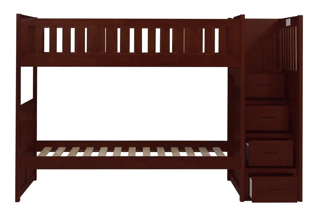 Rowe Bunk Bed w/ Reversible Step Storage in Dark Cherry B2013SBDC-1*