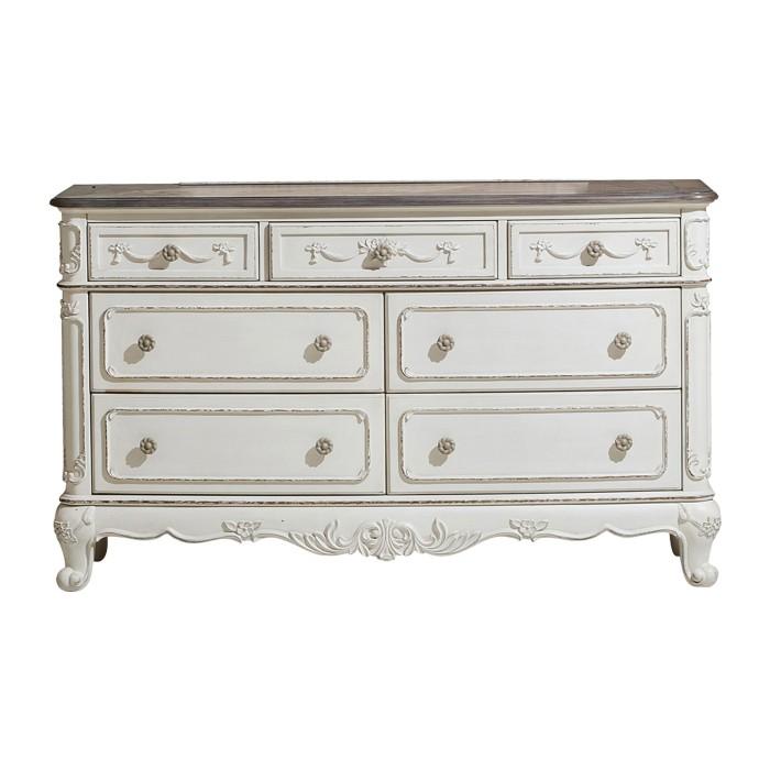 Cinderella 7 Drawer Dresser in Antique White with Grey Rub-Through 1386NW-5 image