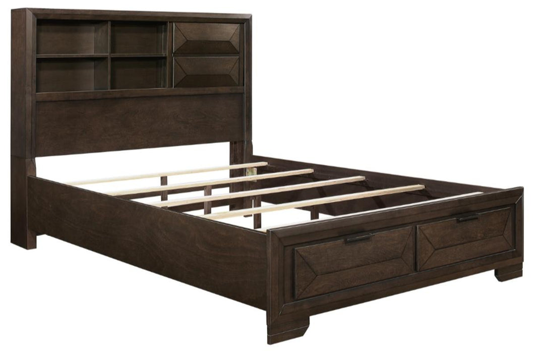 Chesky King Bookcase Bed with Footboard Storage in Warm Espresso 1753K-1EK*