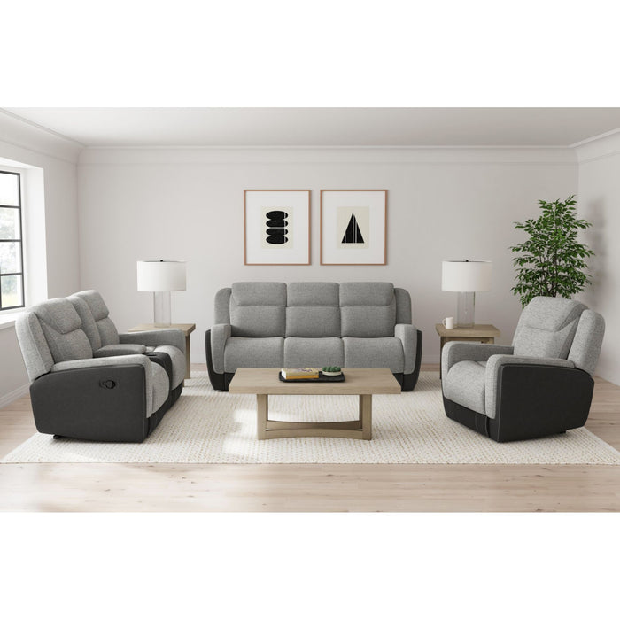 Hornet Motion Loveseat with Console in Rancho Grey - Jack’s Furniture and More (Laredo, TX)