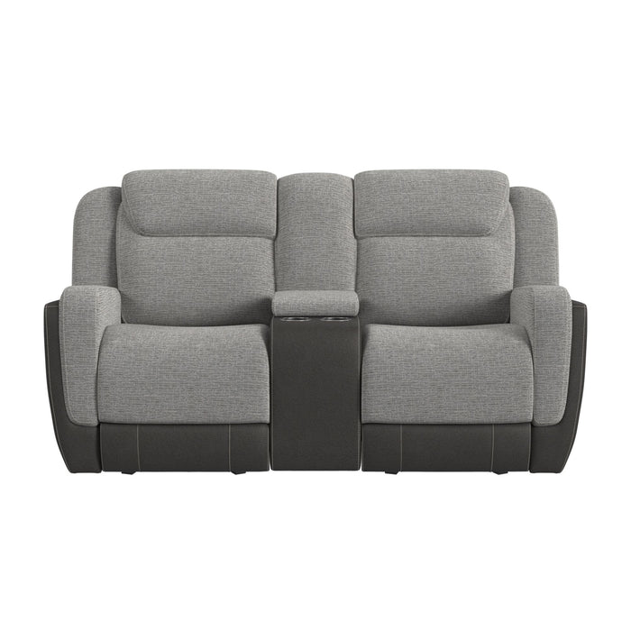 Hornet Motion Glider Loveseat with Console in Rancho Grey - Jack’s Furniture and More (Laredo, TX)