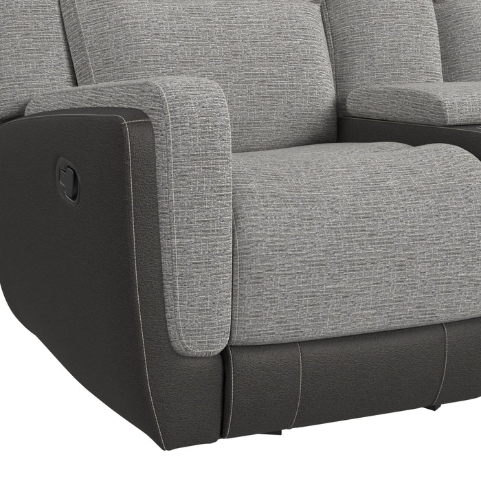 Hornet Motion Glider Loveseat with Console in Rancho Grey - Jack’s Furniture and More (Laredo, TX)