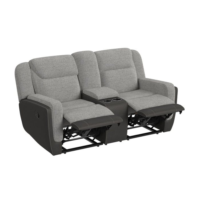 Hornet Motion Loveseat with Console in Rancho Grey - Jack’s Furniture and More (Laredo, TX)