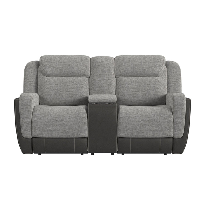 Hornet Motion Loveseat with Console in Rancho Grey - Jack’s Furniture and More (Laredo, TX)