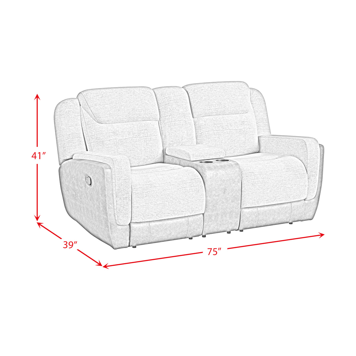 Hornet Motion Glider Loveseat with Console in Rancho Grey - Jack’s Furniture and More (Laredo, TX)