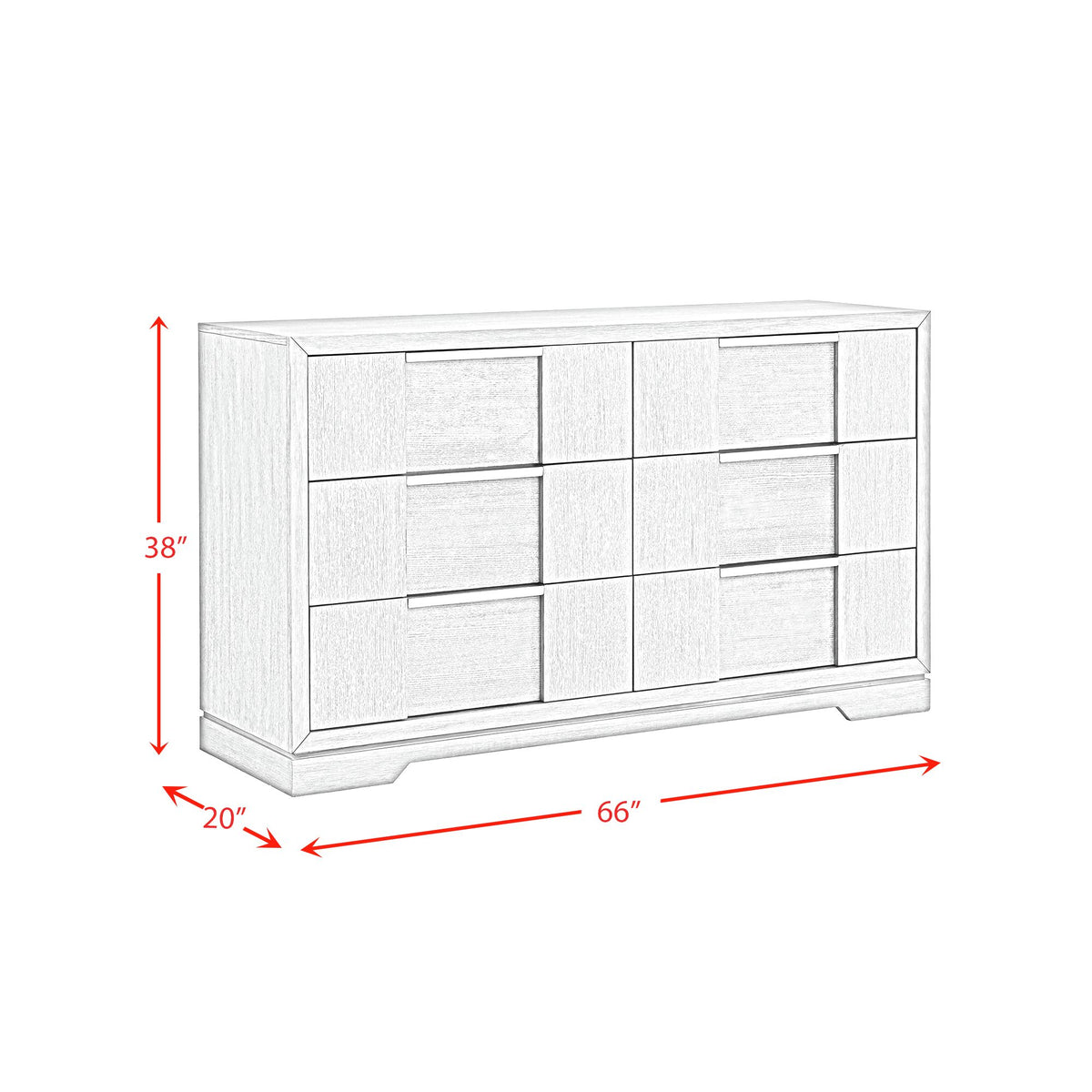 Kelis 6-Drawer Dresser in Grey