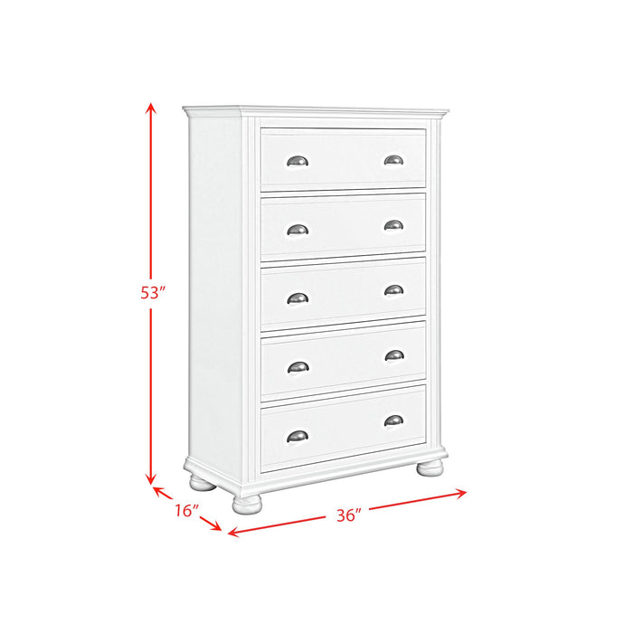 Kona 5-Drawer Chest in White - Jack’s Furniture and More (Laredo, TX)