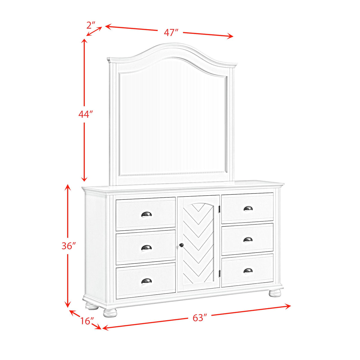 Kona Dresser and Mirror Set in White - Jack’s Furniture and More (Laredo, TX)
