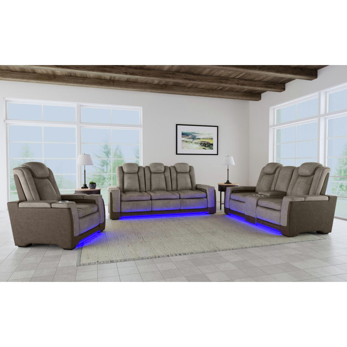 Lantana Power Motion Sofa with Power Headrest, Led, DDT, reading light and PWS in Rocky Grey/Brown