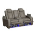 Lantana Power Motion Loveseat with Power Headrest, Led, and Console in Rocky Grey/Brown - Jack’s Furniture and More (Laredo, TX)