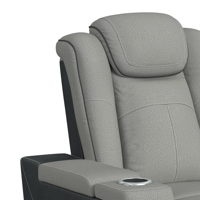 Lantana Power Motion Recliner with Power Headrest, Led, wireless charger and Cup holder in Rocky Cement/Charcoal - Jack’s Furniture and More (Laredo, TX)