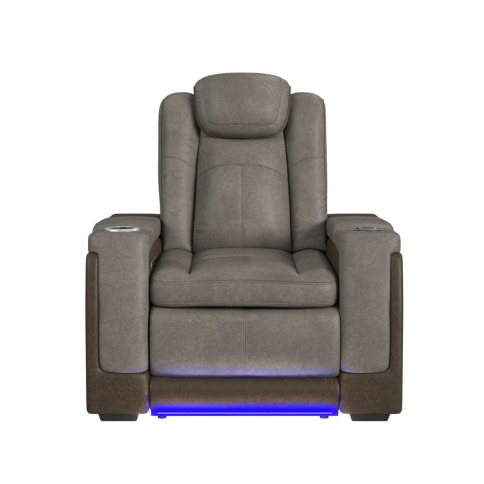 Lantana Power Motion Recliner with Power Headrest, Led ,wireless charger and cup holder in Rocky Grey/Brown - Jack’s Furniture and More (Laredo, TX)