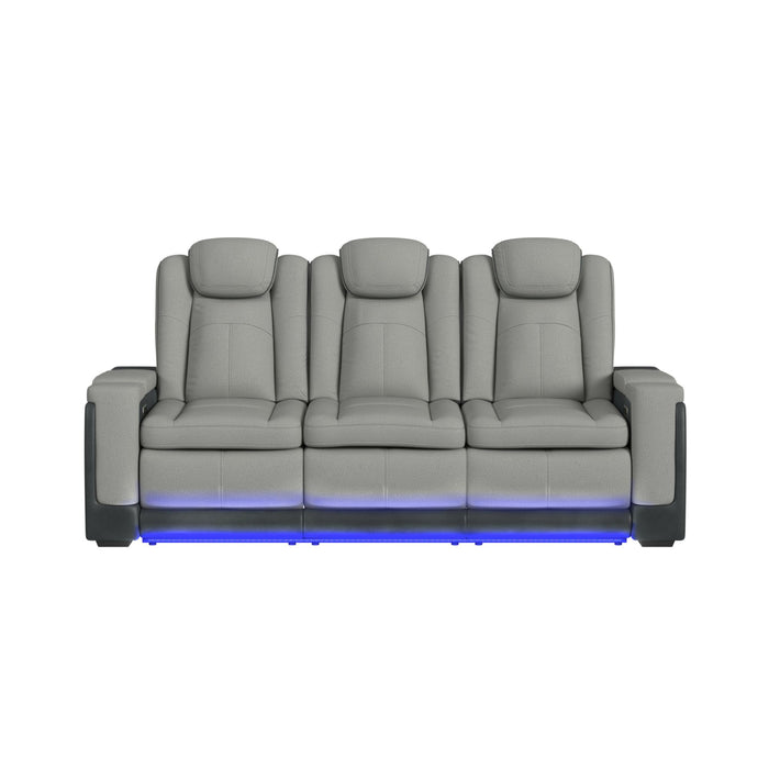 Lantana Power Motion Sofa with Power Headrest, Led, DDT, reading light and PWS in Rocky Cement/Charcoal - Jack’s Furniture and More (Laredo, TX)