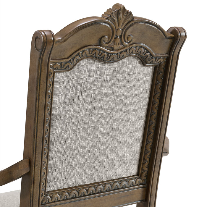Madison Park Dining Arm Chair with Beige Fabric in Walnut (2 Per Carton) - Jack’s Furniture and More (Laredo, TX)
