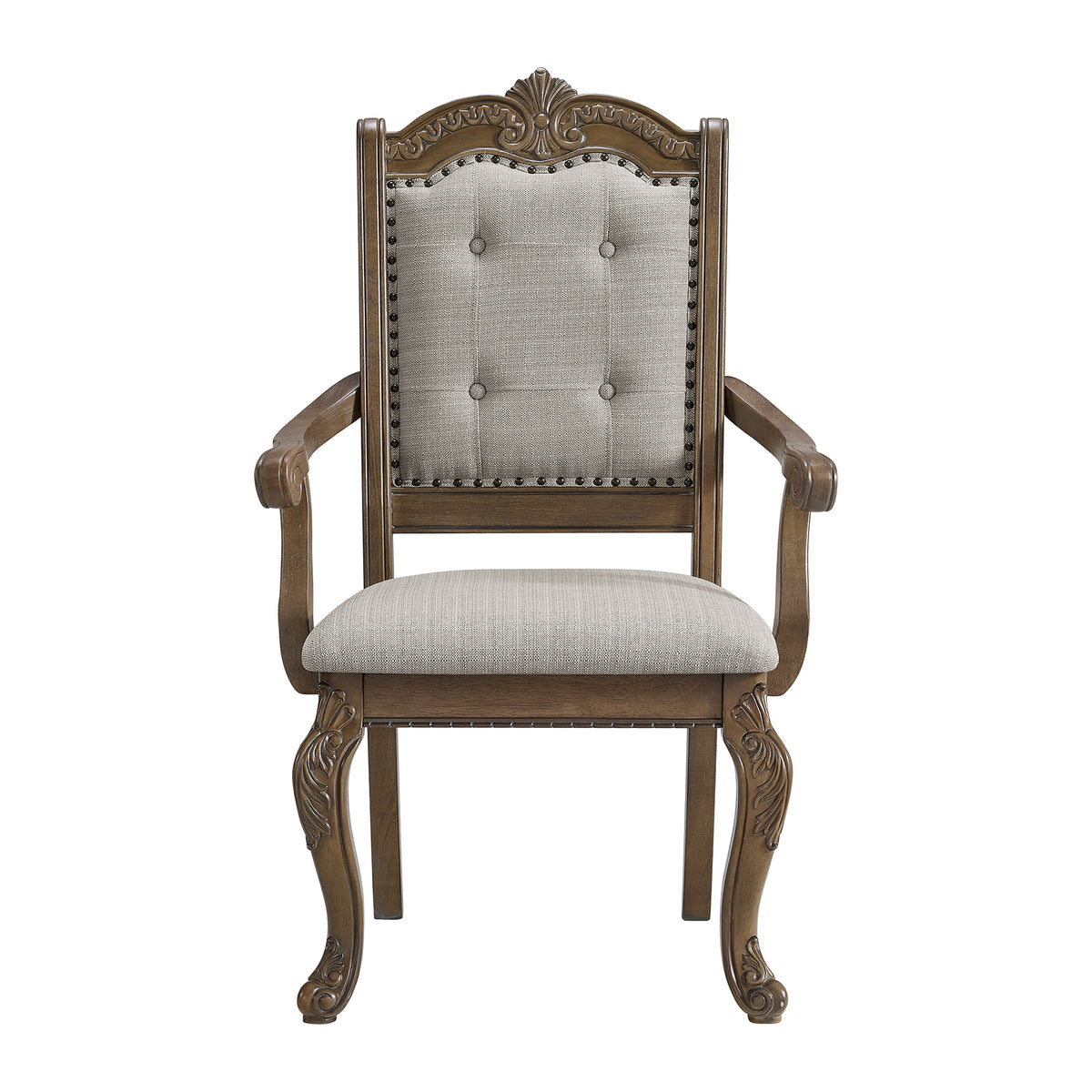 Madison Park Dining Arm Chair with Beige Fabric in Walnut (2 Per Carton) - Jack’s Furniture and More (Laredo, TX)