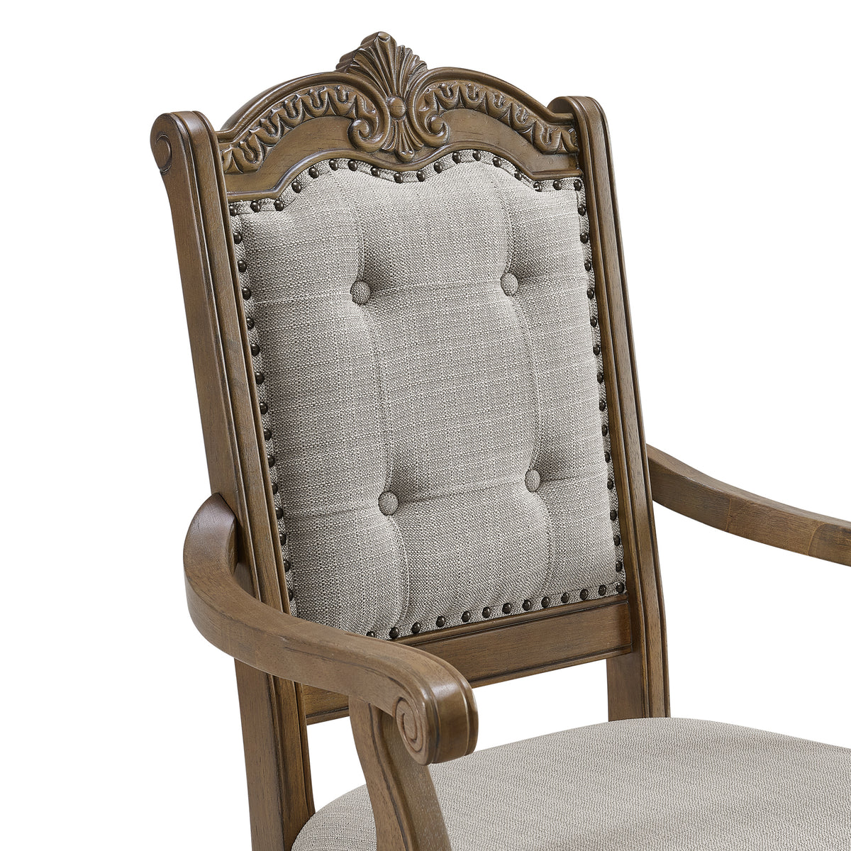 Madison Park Dining Arm Chair with Beige Fabric in Walnut (2 Per Carton) - Jack’s Furniture and More (Laredo, TX)