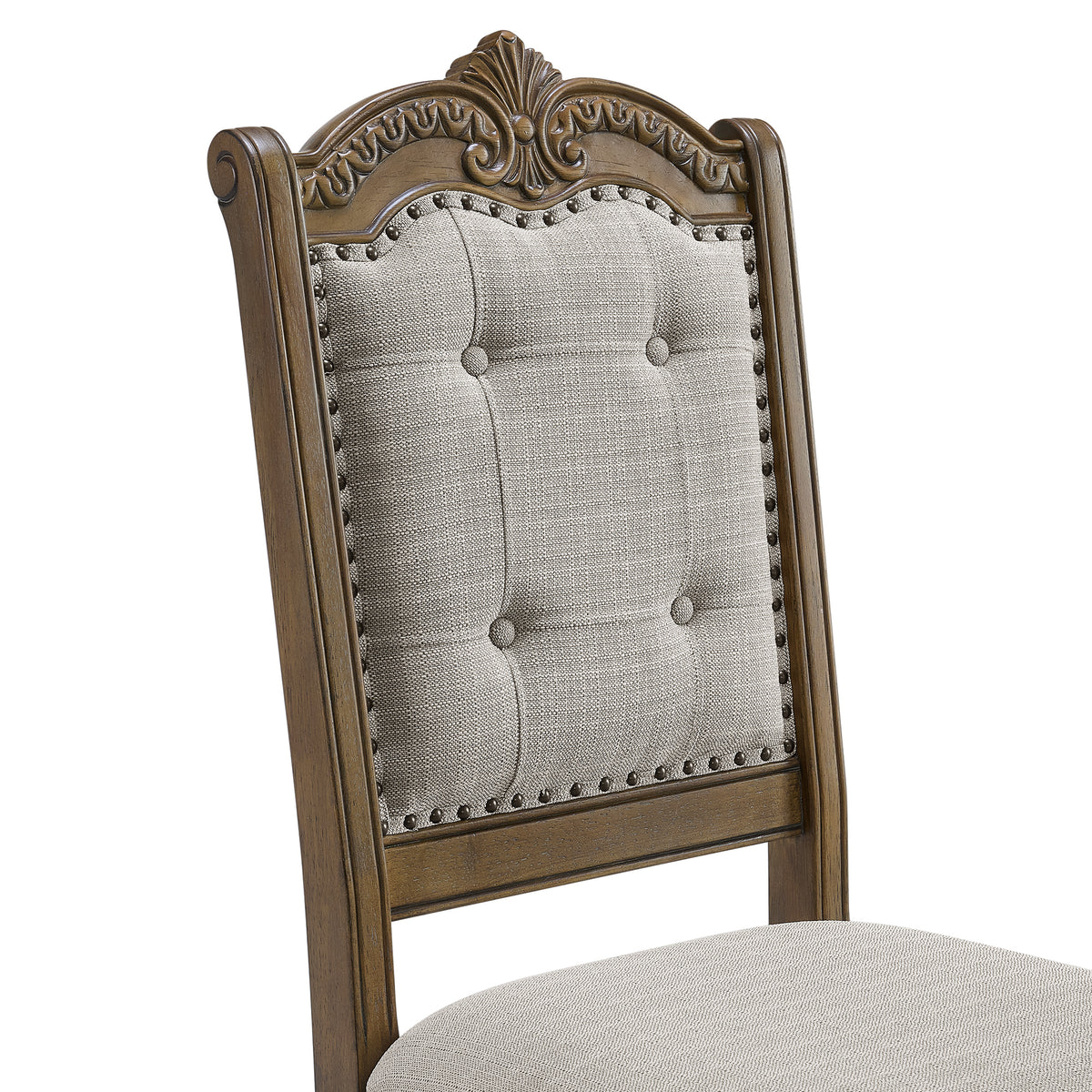 Madison Park Dining Side Chair with Beige Fabric in Walnut (2 Per Carton)