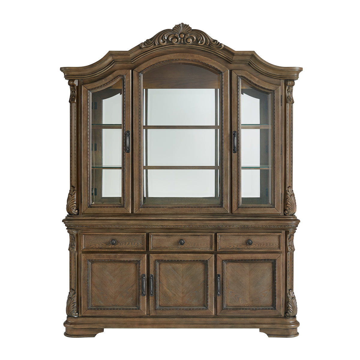 Madison Park Server and Hutch with LED in Walnut - Jack’s Furniture and More (Laredo, TX)