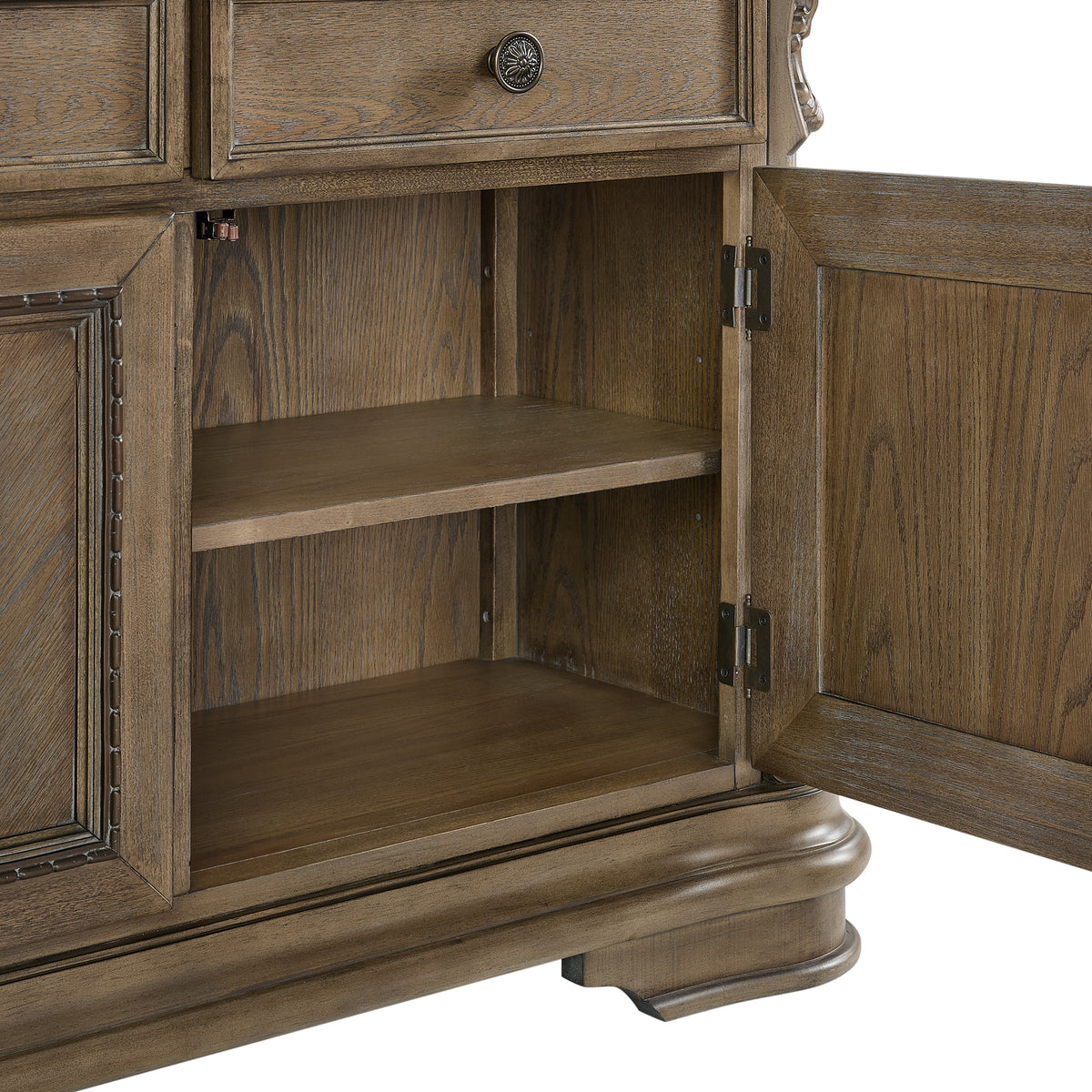 Madison Park Server and Hutch with LED in Walnut - Jack’s Furniture and More (Laredo, TX)