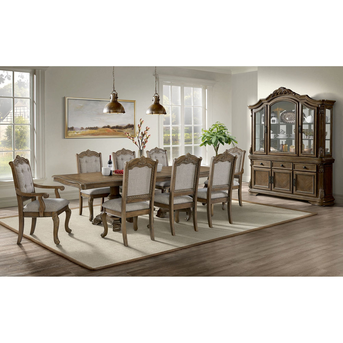 Madison Park Server and Hutch with LED in Walnut - Jack’s Furniture and More (Laredo, TX)