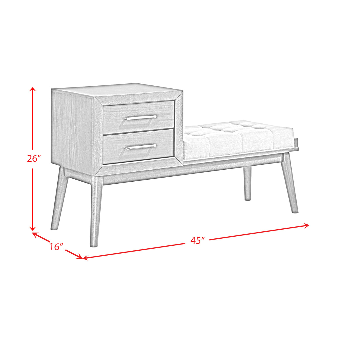 Malibu Bench with Grey Fabric in Walnut - Jack’s Furniture and More (Laredo, TX)